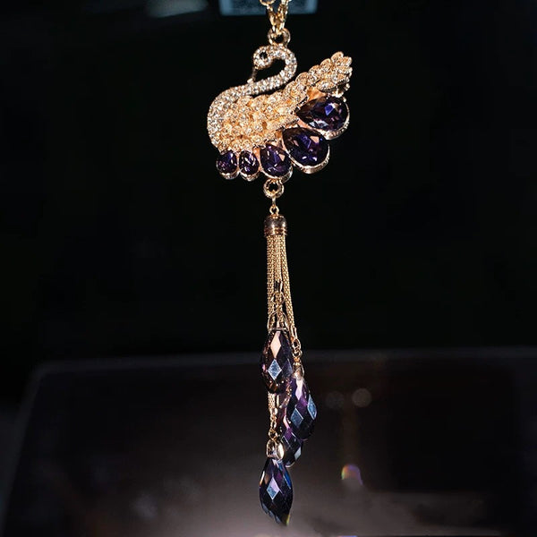 Double-Sided Crystal Swan King Car Pendant