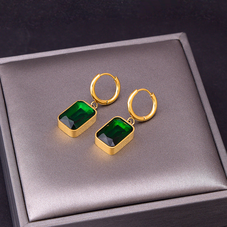 Women's Emerald Double-layer Wheat Lvzuan Necklace Earrings