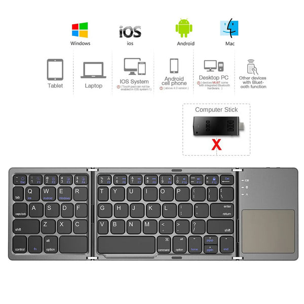 Wireless Bluetooth Keyboard with Touchpad for Windows,Android, IOS